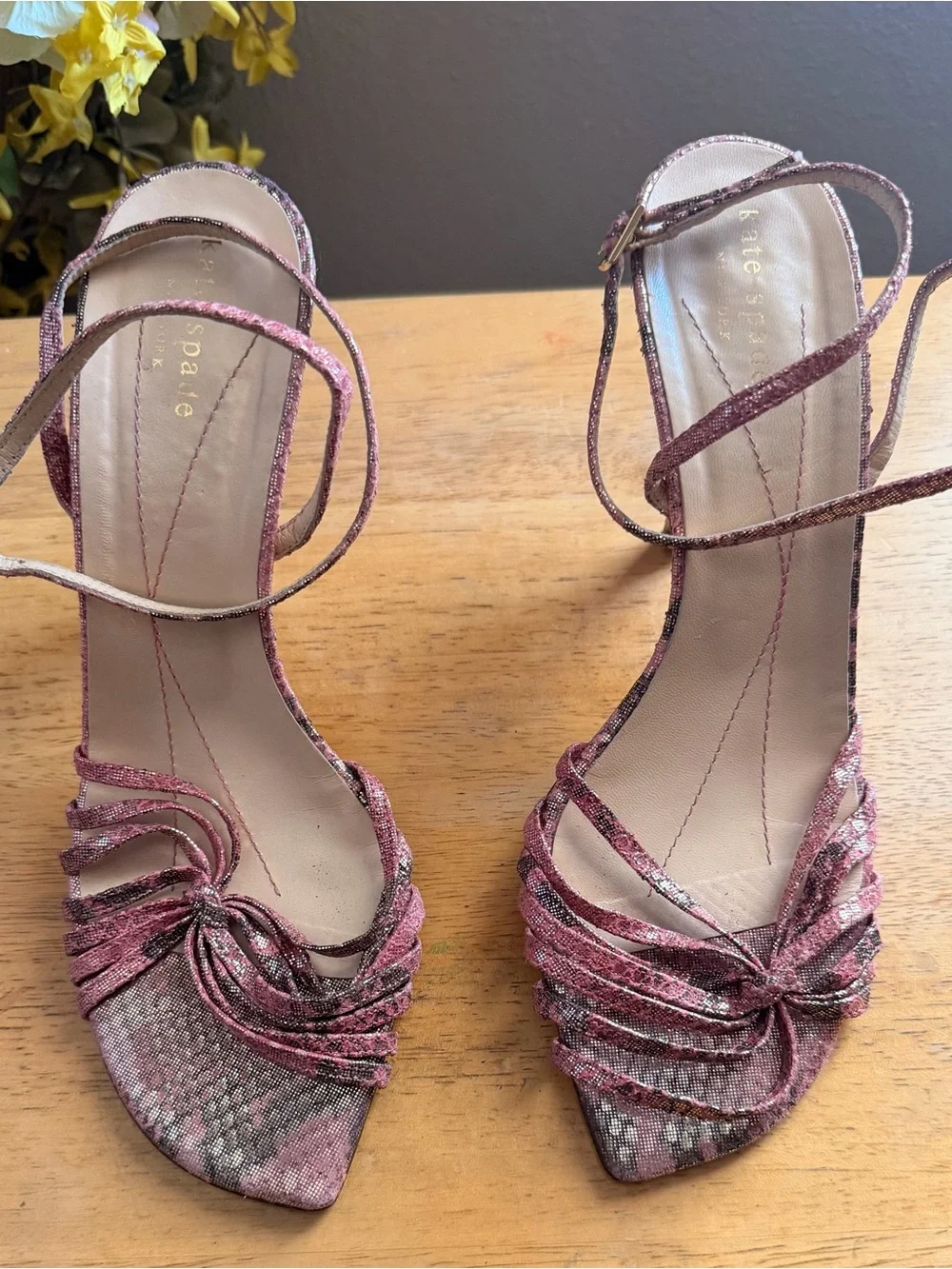 kate spade Metallic Pink Strappy Slingback Heels